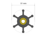 Albin Group Premium Impeller Kit - 51 x 8 x 22mm - 6 Blade - Single Flat Insert