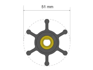 Albin Group Premium Impeller Kit - 51 x 8 x 22mm - 6 Blade - Single Flat Insert