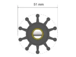 Albin Group Premium Impeller Kit - 51 x 12 x 22mm - 10 Blade - Pin Insert