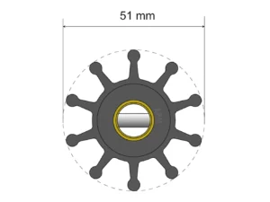 Albin Group Premium Impeller Kit - 51 x 12 x 22mm - 10 Blade - Pin Insert