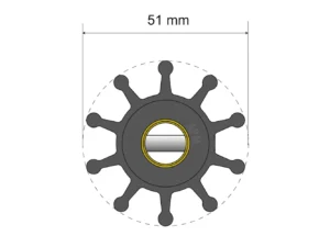 Albin Group Premium Impeller Kit - 51 x 12.7 x 22mm - 10 Blade - Pin Insert