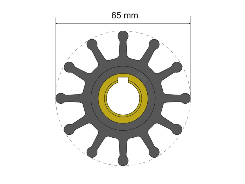 Albin Group Premium Impeller Kit 65 x 15.8 x 41.5mm - 12 Blade - Key Insert