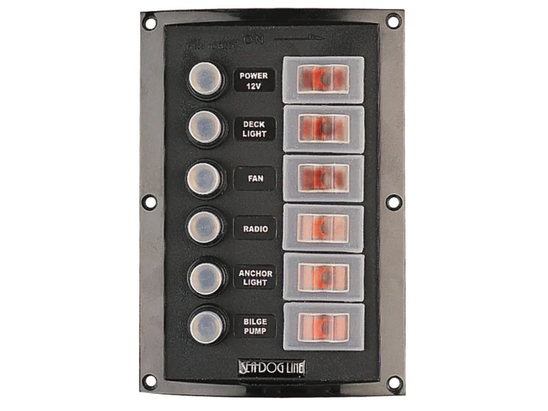 Sea-Dog Splash Guard Circuit Breaker Panel - 6 Circuit