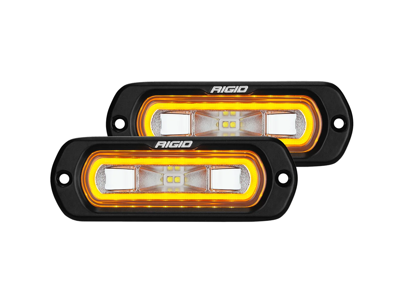 RIGID Industries SR-L Series Flush Mount Spreader Light - Black Housing - Amber Halo