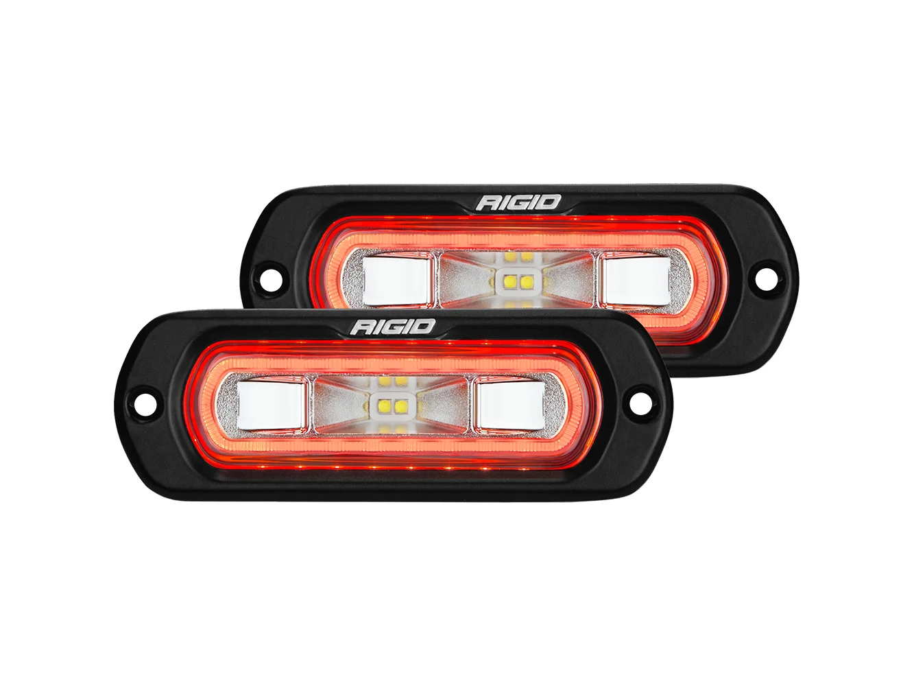 RIGID Industries SR-L Series Flush Mount Spreader Light - Black Housing - Red Halo