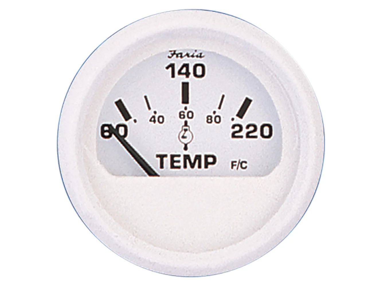Faria Dress White 2" Cylinder Head Temperature Gauge (60 - 220° F)