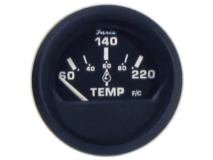 Faria Euro Black 2" Cylinder Head Temperature Gauge (60 to 220° F) with Sender
