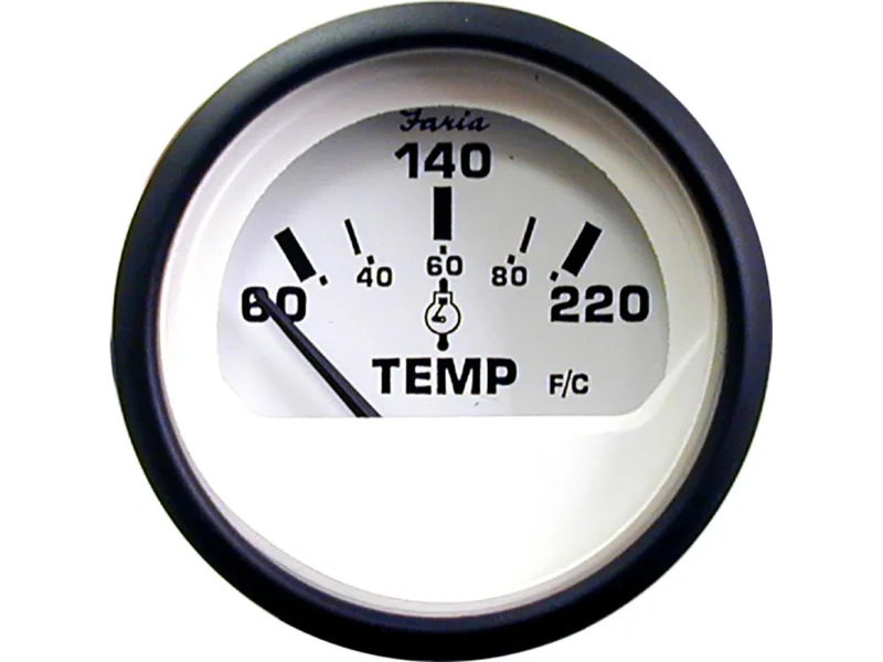 Faria Euro White 2" Cylinder Head Temperature Gauge (60 - 220° F)