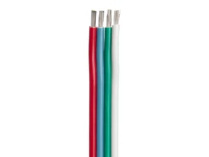 Ancor Flat Ribbon Bonded RGB Cable 16/4 AWG - Red, Light Blue, Green & White - 100'