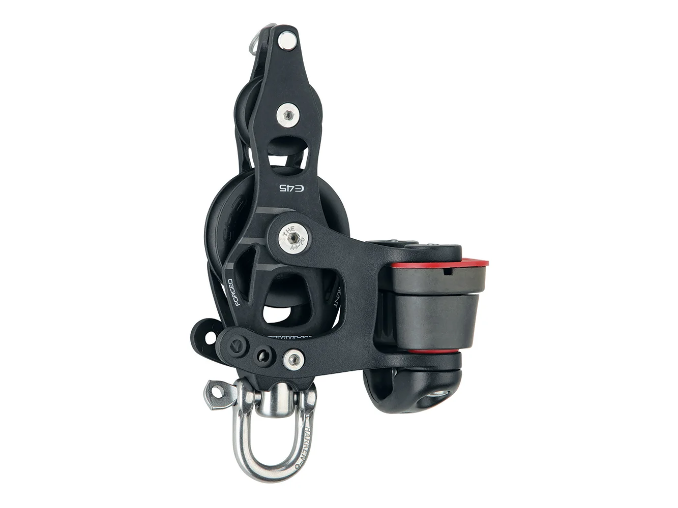 Harken 45mm Single Aluminum Element Fiddle Block w/Swivel, Becket & 150 Cam Cleat