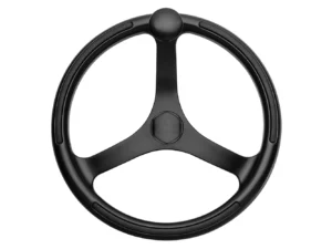 Schmitt Marine Primus Wheel 13.5" Black 3/4" Tapered Shaft w/Knob Finger Grips - Black Powder Coat