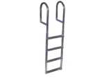 Dock Edge Welded Aluminum Fixed Wide Step Ladder - 4-Step