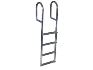 Dock Edge Welded Aluminum Fixed Wide Step Ladder - 4-Step