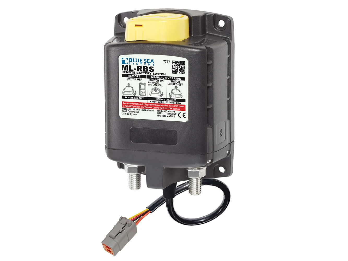 Blue Sea 7717100 ML-RBS Remote Battery Switch with Manual Control Auto Release & Deutsch Connector - 24V