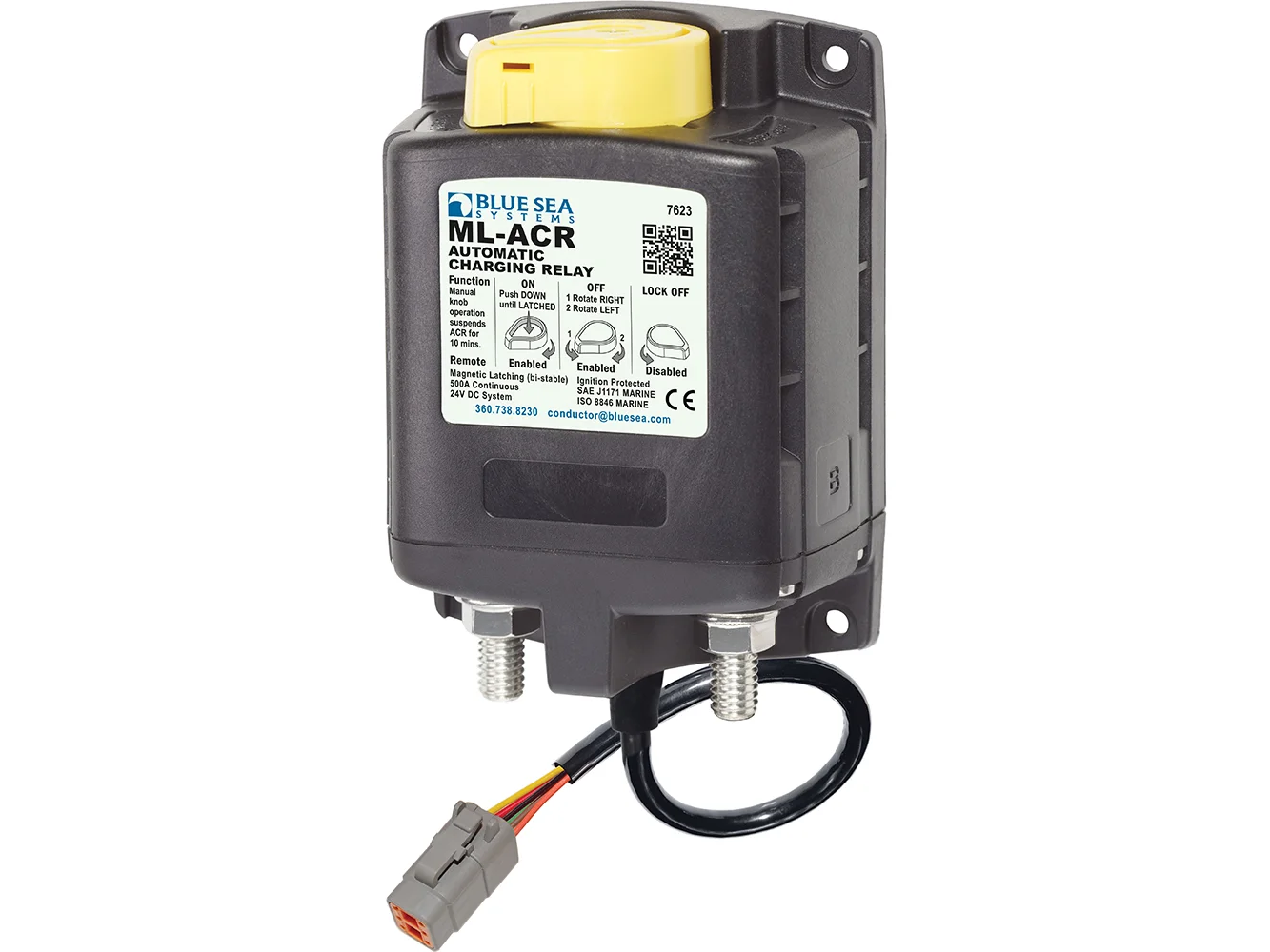 Blue Sea 7623100 ML ACR Charging Relay 24V 500A w/Manual Control & Deutsch Connector