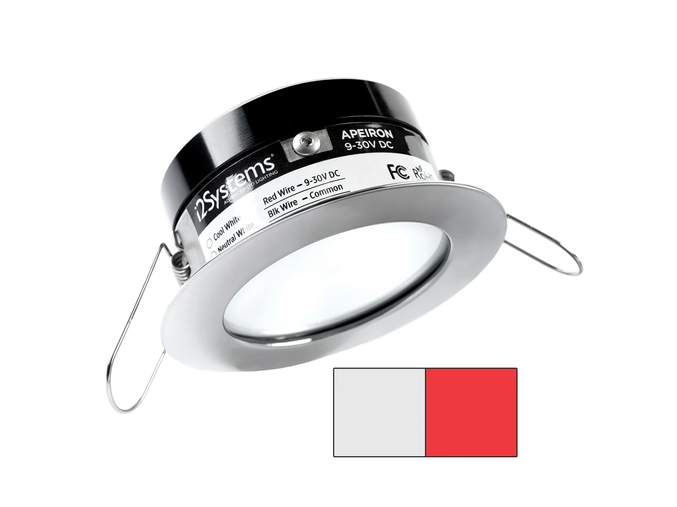 i2Systems Apeiron A503 3W Spring Mount Light - Cool White & Red - Polished Chrome Finish