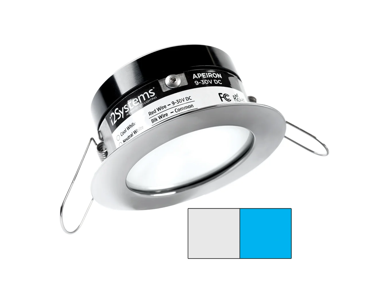 i2Systems Apeiron A503 3W Spring Mount Light - Cool White & Blue - Polished Chrome Finish