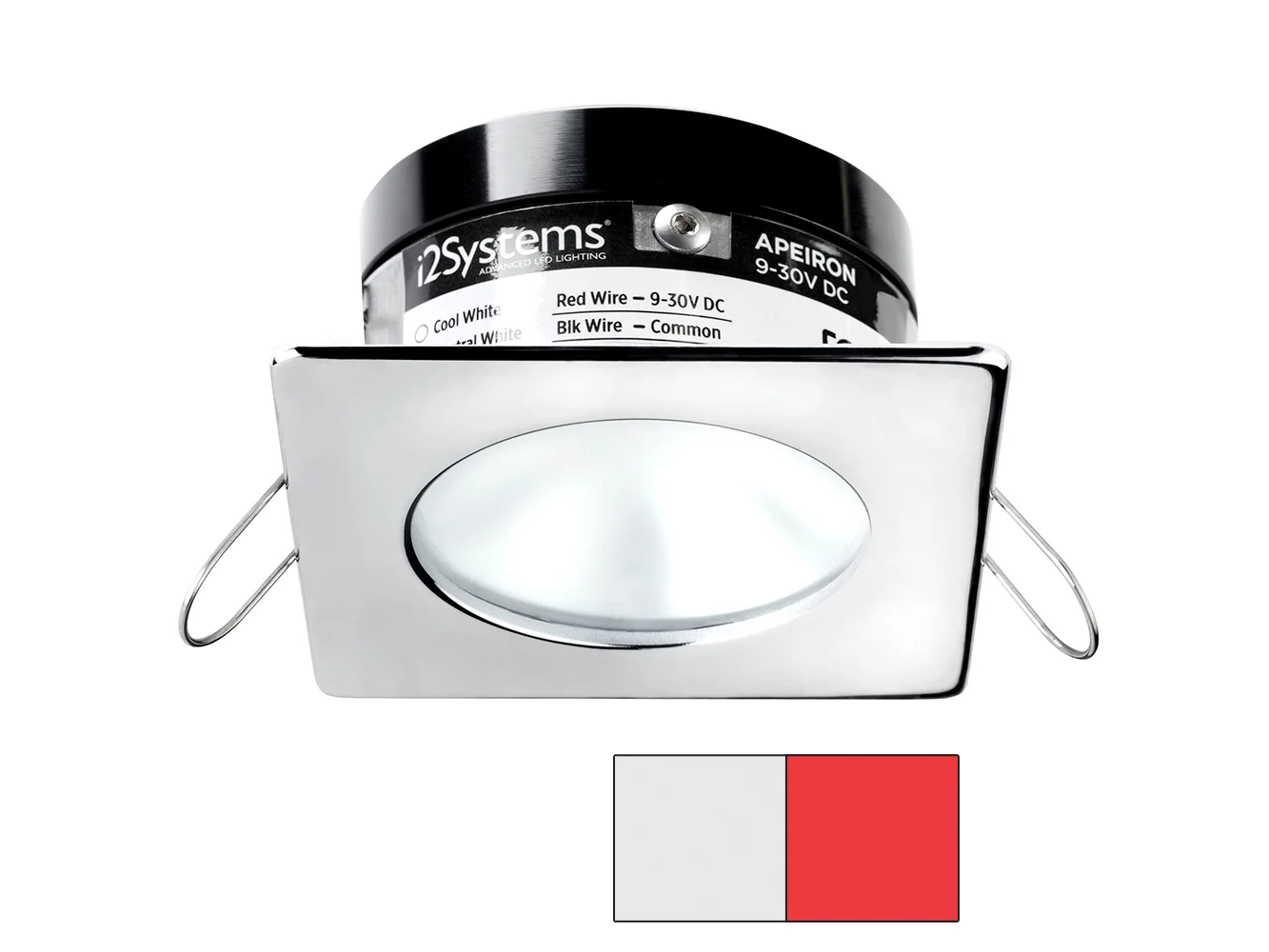i2Systems Apeiron A503 3W Spring Mount Light - Square/Round - Cool White & Red - Polished Chrome Finish