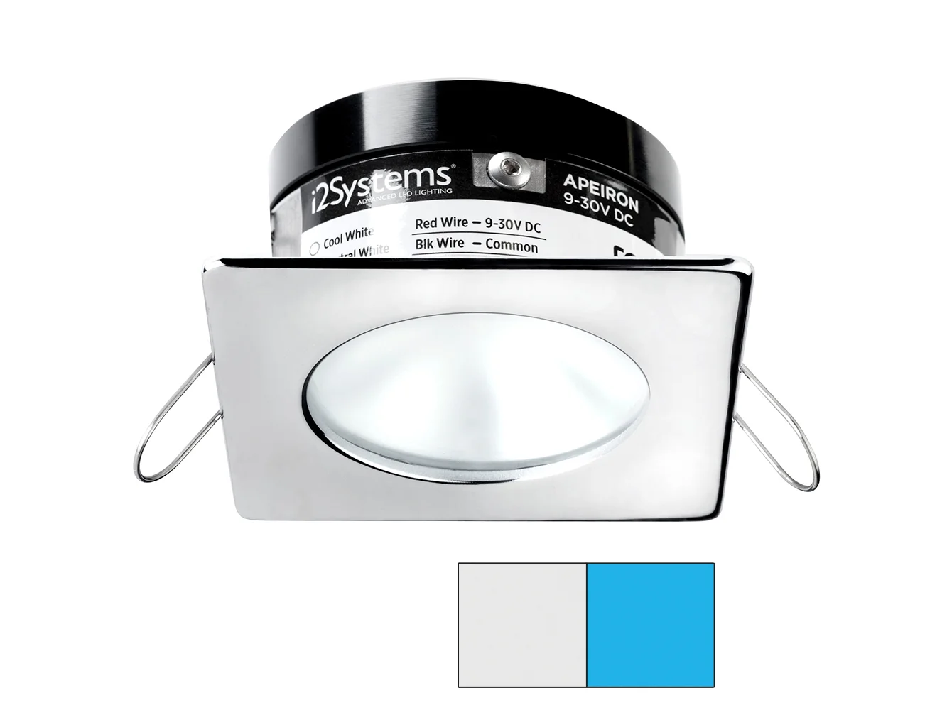 i2Systems Apeiron A503 3W Spring Mount Light - Square/Round - Cool White & Blue - Polished Chrome Finish
