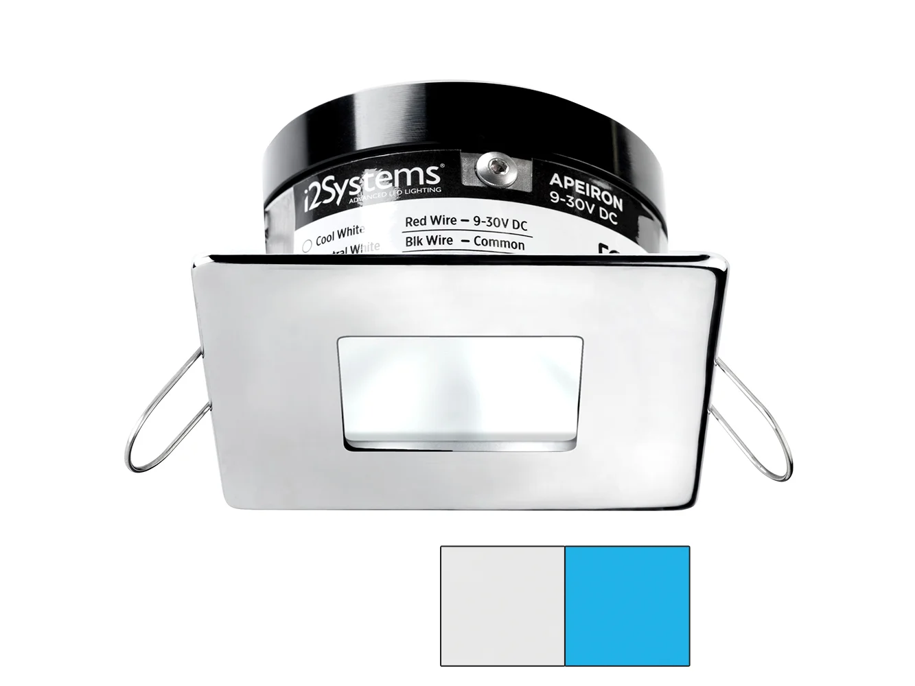 i2Systems Apeiron A503 3W Spring Mount Light - Square/Square - Cool White & Blue - Polished Chrome Finish