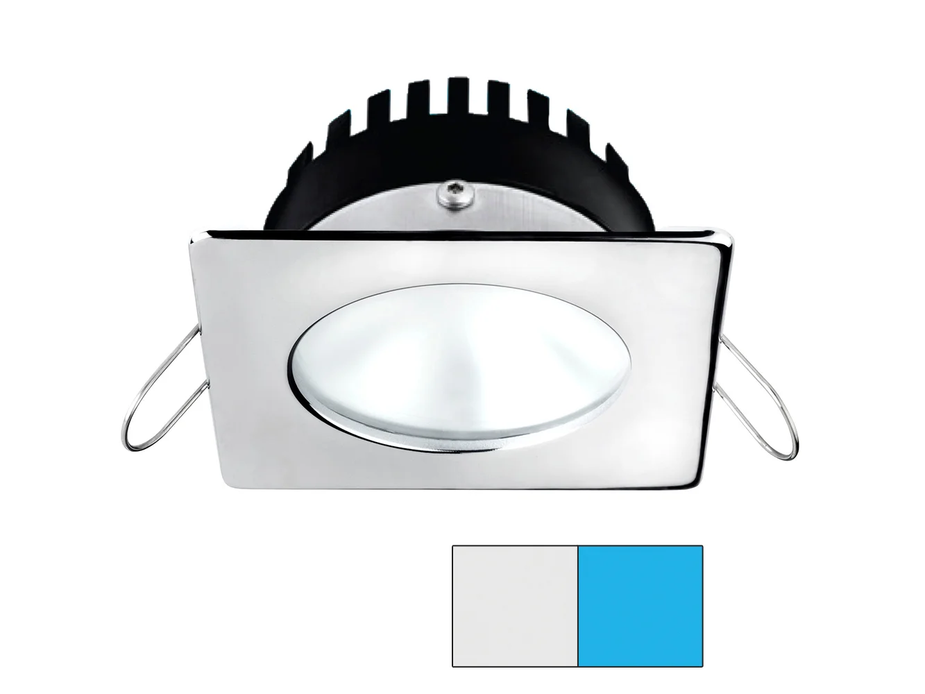 i2Systems Apeiron A506 6W Spring Mount Light - Square/Round - Cool White & Blue - Polished Chrome Finish