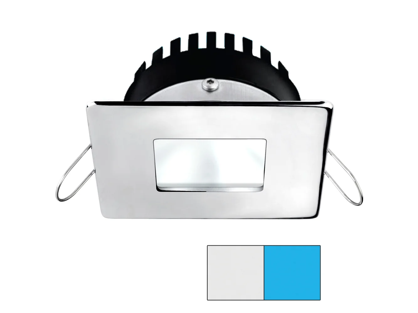 i2Systems Apeiron PRO A506 6W Spring Mount Light - Square/Square - Cool White & Blue - Polished Chrome Finish