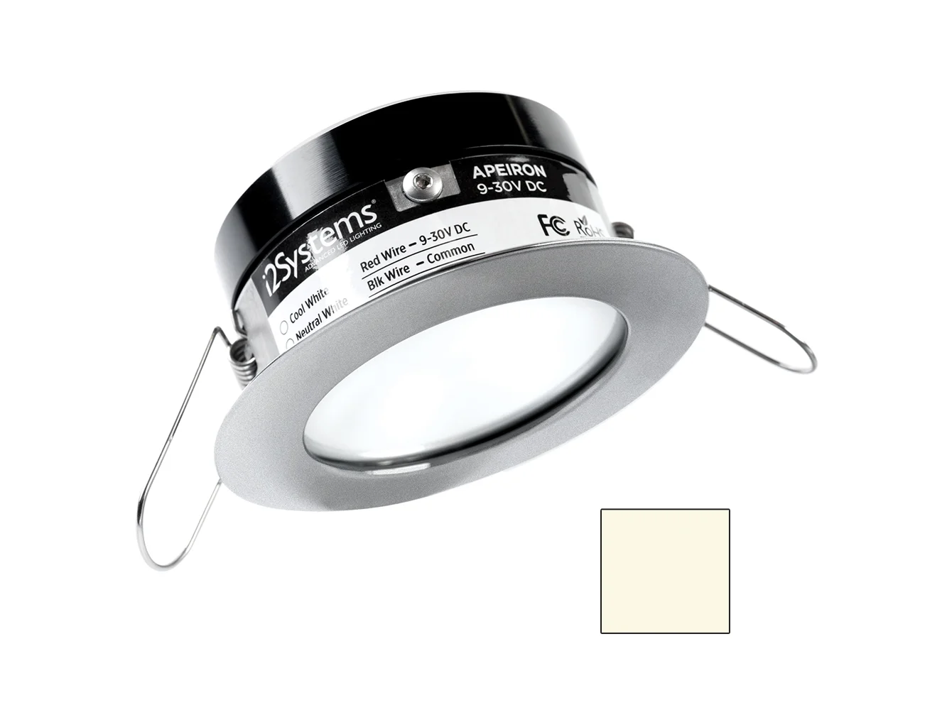 i2Systems Apeiron PRO A503 - 3W Spring Mount Light - Round - Neutral White - Brushed Nickel Finish