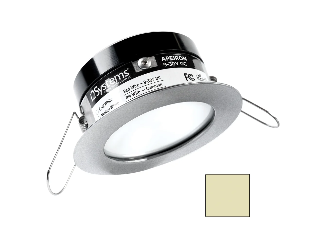 i2Systems Apeiron PRO A503 - 3W Spring Mount Light - Round - Warm White - Brushed Nickel Finish