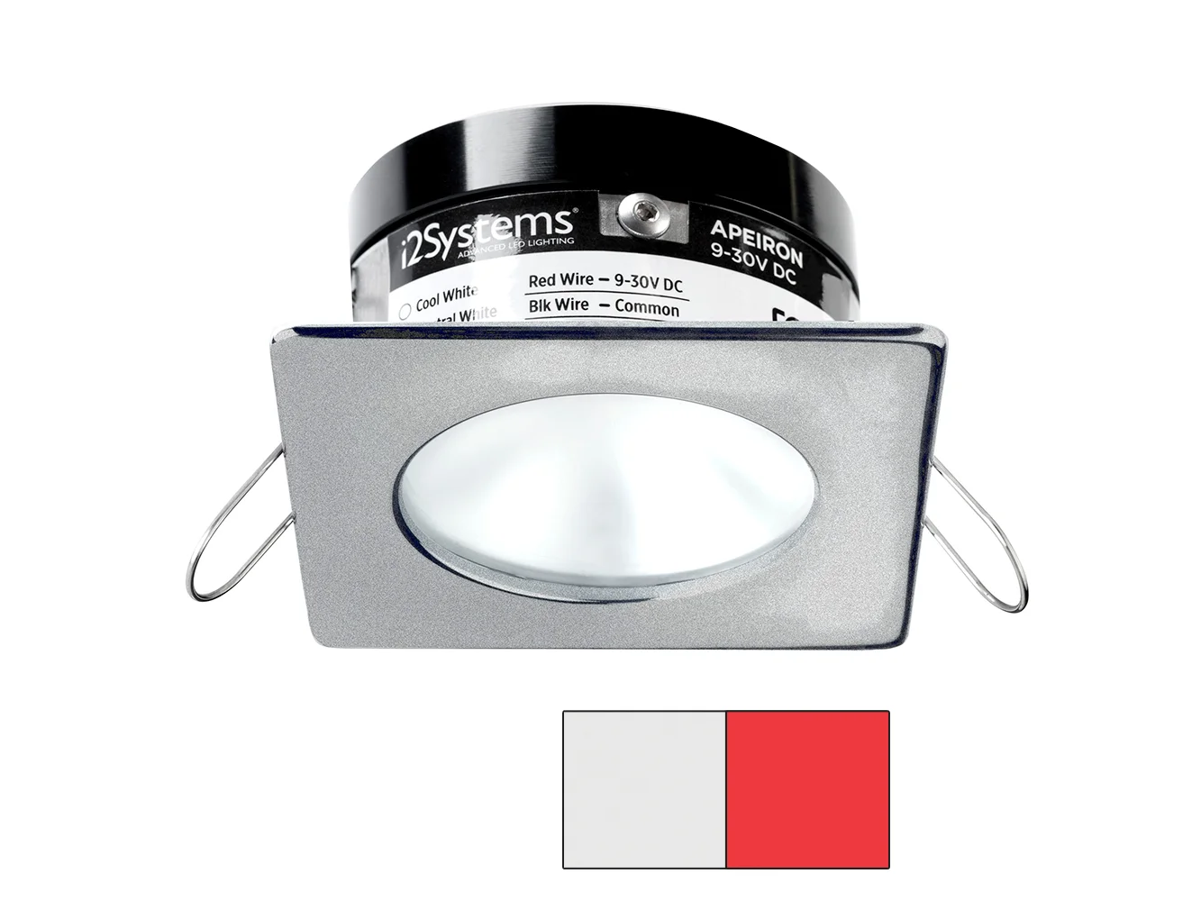 i2Systems Apeiron PRO A503 - 3W Spring Mount Light - Square/Round - Cool White & Red - Brushed Nickel Finish