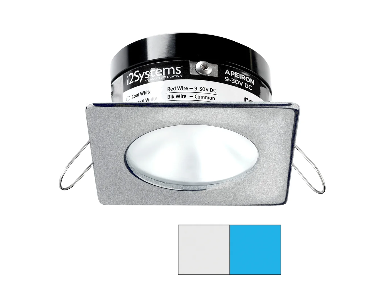 i2Systems Apeiron PRO A503 - 3W Spring Mount Light - Square/Round - Cool White & Blue - Brushed Nickel Finish