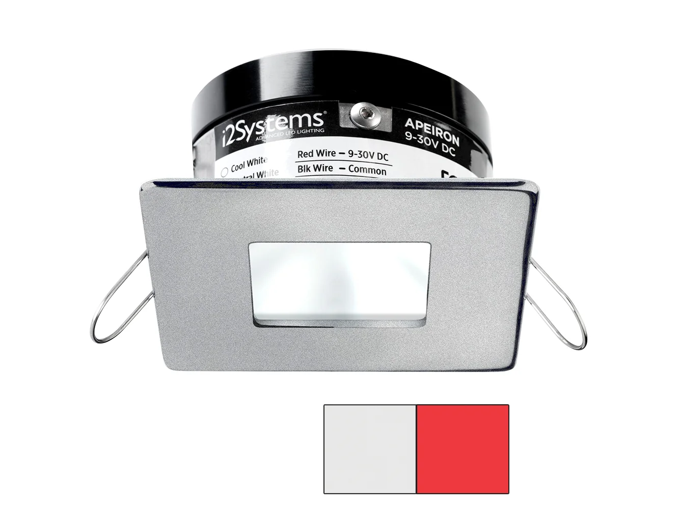 i2Systems Apeiron PRO A503 - 3W Spring Mount Light - Square/Square - Cool White & Red - Brushed Nickel Finish