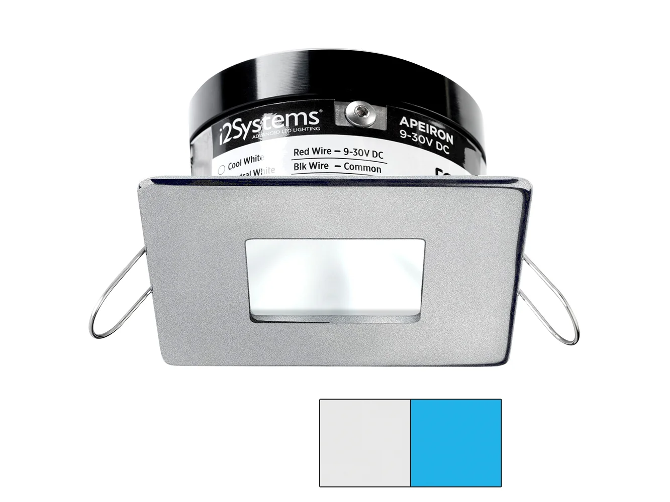 i2Systems Apeiron PRO A503 - 3W Spring Mount Light - Square/Square - Cool White & Blue - Brushed Nickel Finish