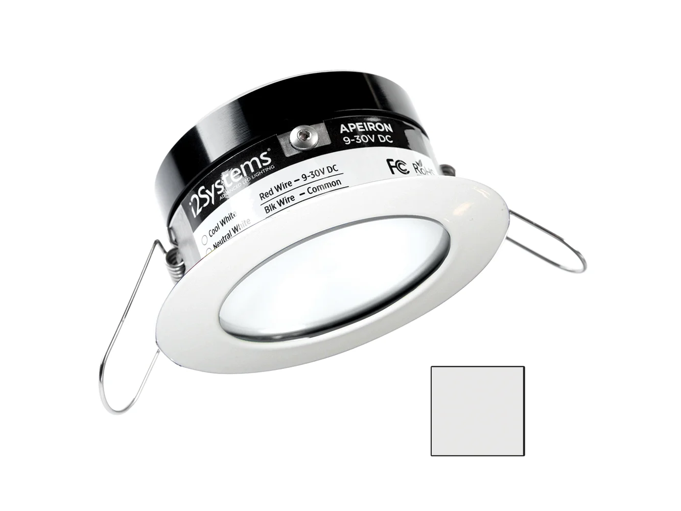 i2Systems Apeiron PRO A503 - 3W Spring Mount Light - Round - Cool White - White Finish