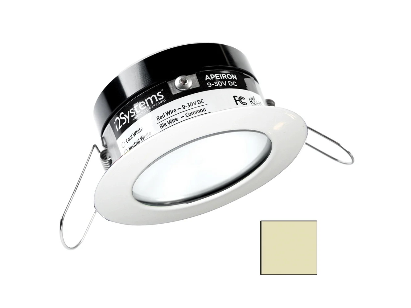 i2Systems Apeiron PRO A503 - 3W Spring Mount Light - Round - Warm White - White Finish
