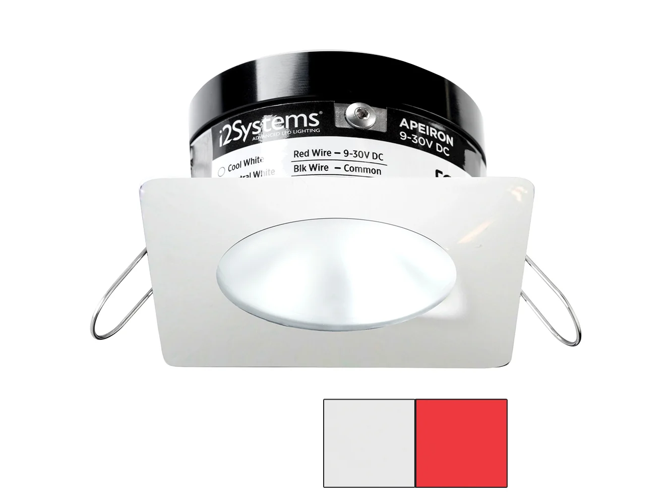i2Systems Apeiron PRO A503 - 3W Spring Mount Light - Square/Round - Cool White & Red - White Finish