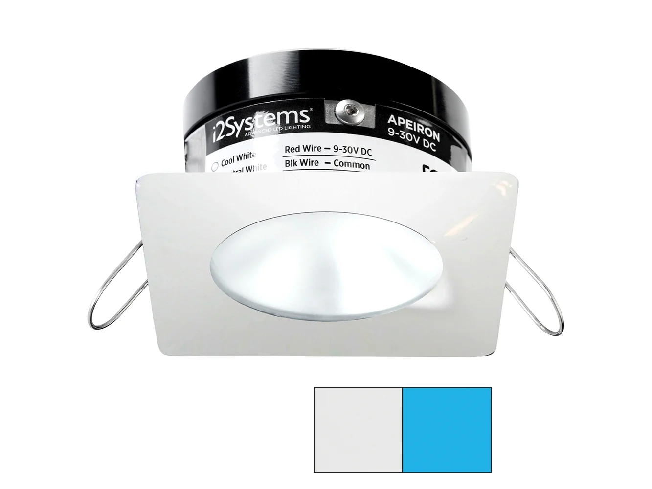 i2Systems Apeiron PRO A503 - 3W Spring Mount Light - Square/Round - Cool White & Blue - White Finish