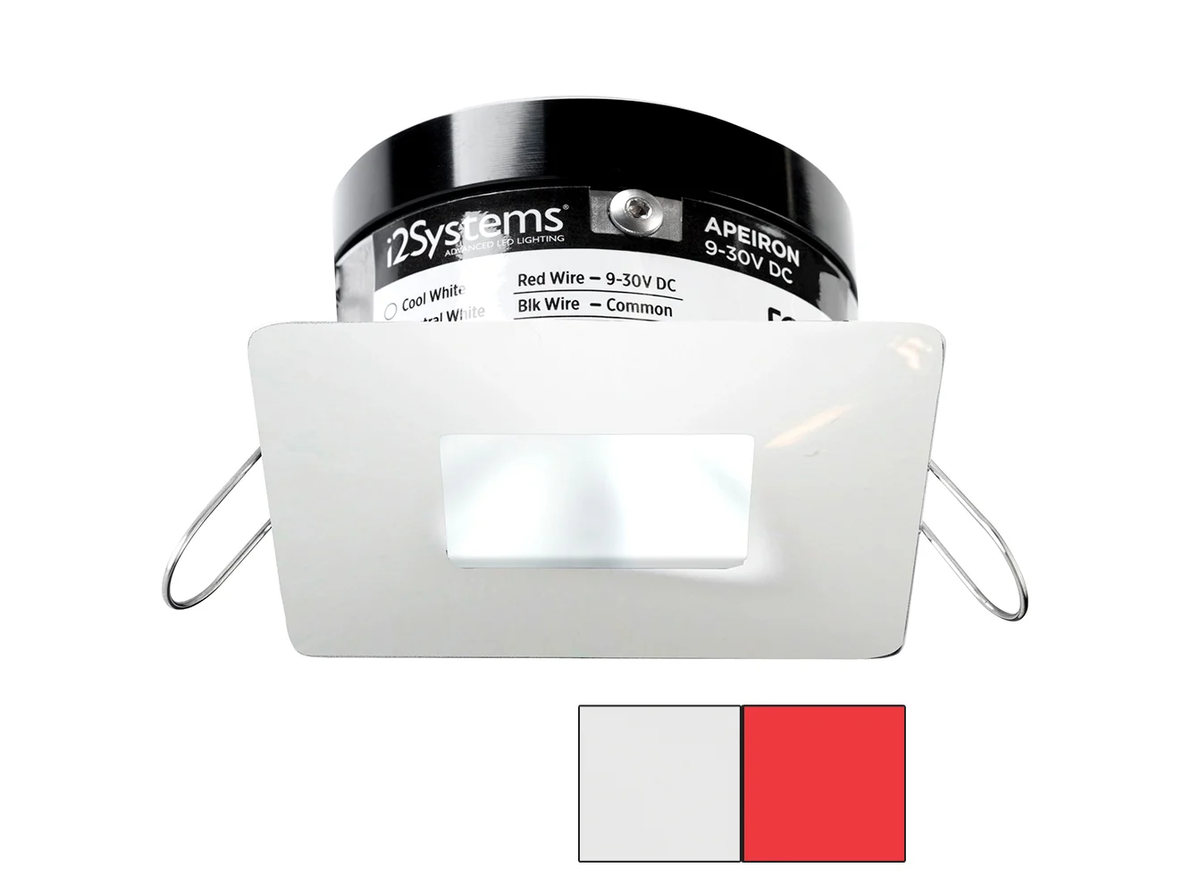 i2Systems Apeiron PRO A503 - 3W Spring Mount Light - Square/Square - Cool White & Red - White Finish
