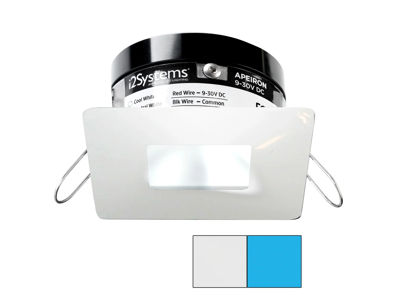 i2Systems Apeiron PRO A503 - 3W Spring Mount Light - Square/Square - Cool White & Blue - White Finish