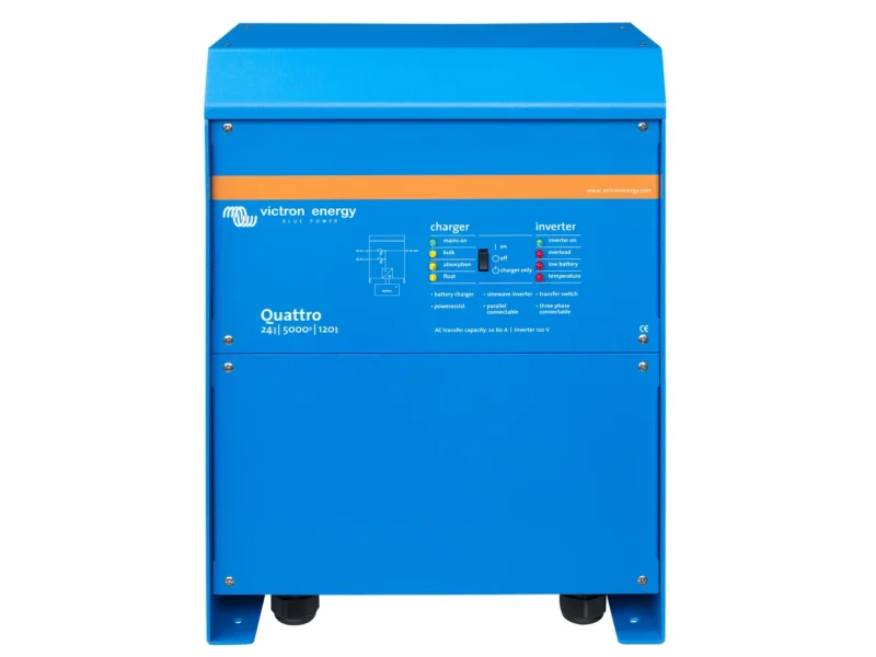 Victron Quattro Inverter/Charger 24V DC - 5000W - Dual 100AMP 120V AC Inputs - Auto Transfer Switch - 120AMP Battery Charger - Stackable