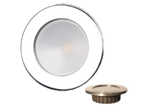 Lunasea “ZERO EMI” Recessed 3.5” LED Light - Warm White, Red w/Polished Stainless Steel Bezel - 12VDC