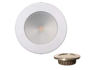 Lunasea “ZERO EMI” Recessed 3.5” LED Light - Warm White, Blue w/White Stainless Steel Bezel - 12VDC