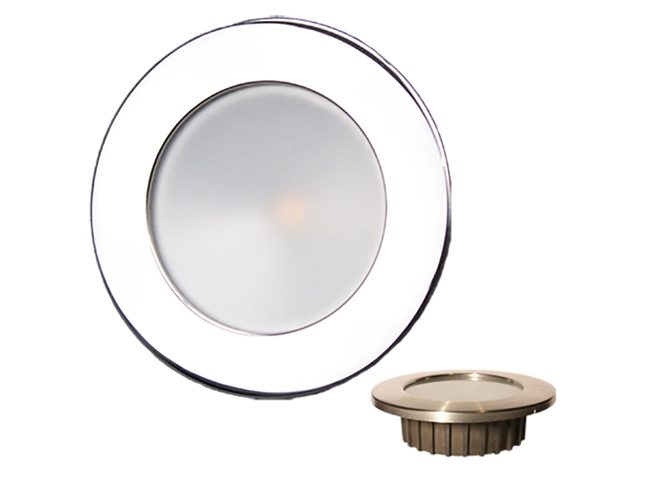 Lunasea Gen3 Warm White, RGBW Full Color 3.5” IP65 Recessed Light w/Polished Stainless Steel Bezel - 12VDC