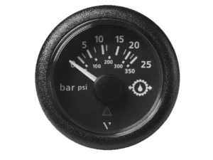 Veratron 52MM (2-1/16") ViewLine Transmission Oil Pressure 25 Bar/350 PSI - Black Dial & Round Bezel