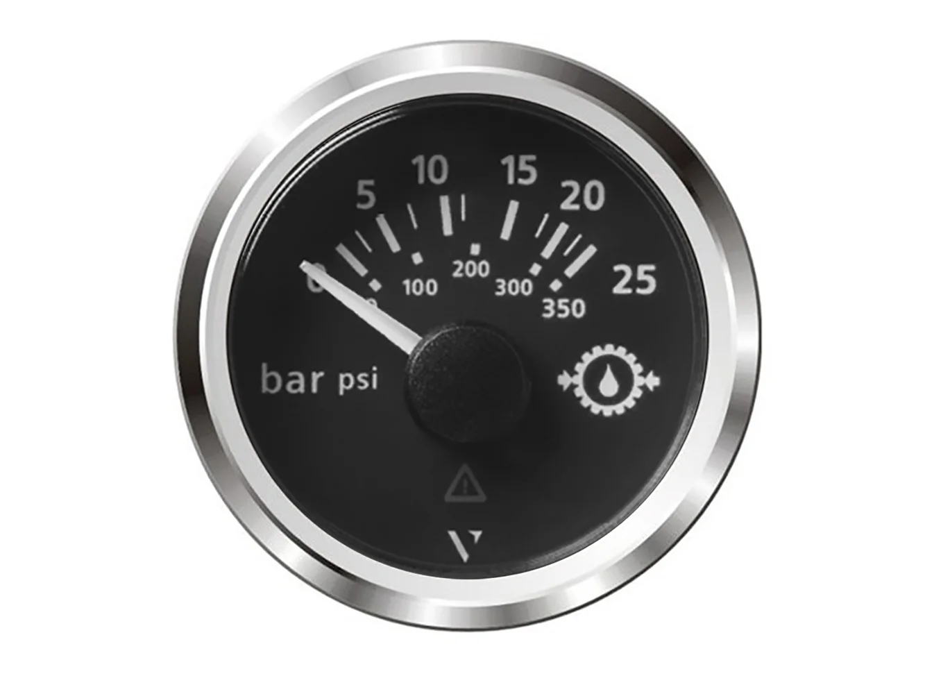 Veratron 52MM (2-1/16") ViewLine Transmission Oil Pressure 25 Bar/350 PSI - Black Dial & Chrome Triangular Bezel