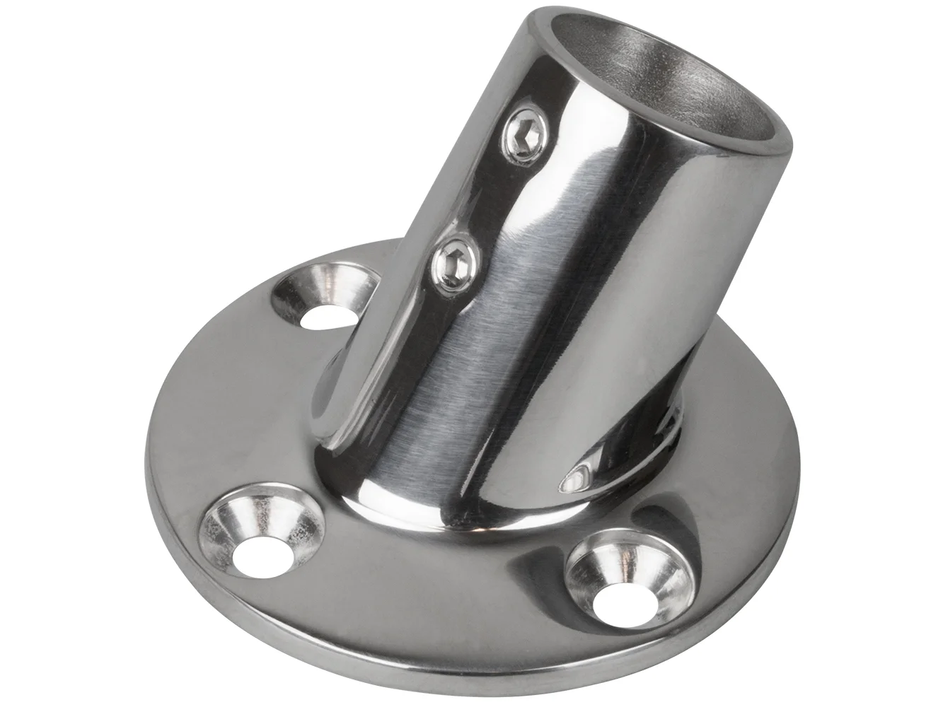 Sea-Dog Rail Base Fitting 2-3/4" Round Base 60° 316 Stainless Steel - 1" OD