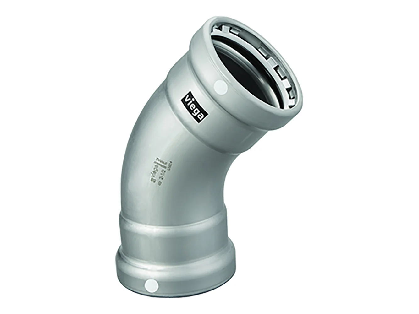 Viega MegaPress 4" 45° Carbon Steel Elbow w/FKM - Double Press Connection - Smart Connect Technology