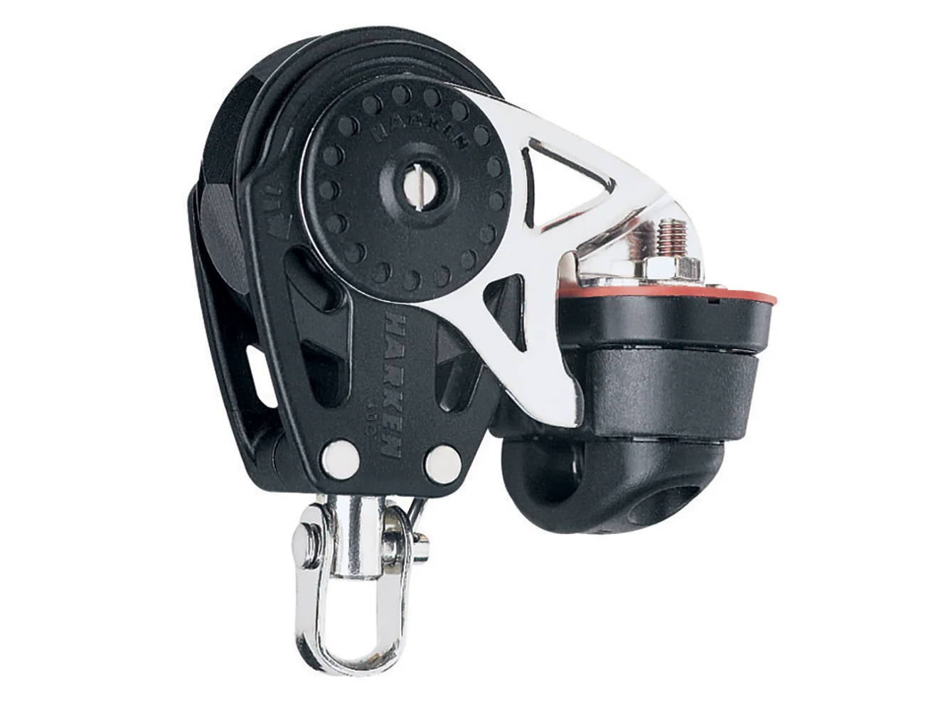 Harken 40mm Carbo Single Ratchet Block w/Swivel Becket & Cam Cleat