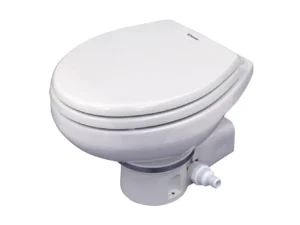Dometic MasterFlush 7160 White Electric Macerating Toilet - 12V w/Orbit Base & Raw Water Flush