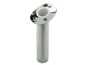 C.E. Smith Flush Mount Rod Holder - 15 Degree & 9" Depth - Stainless Steel - Cast Gimbal - White Vinyl Liner