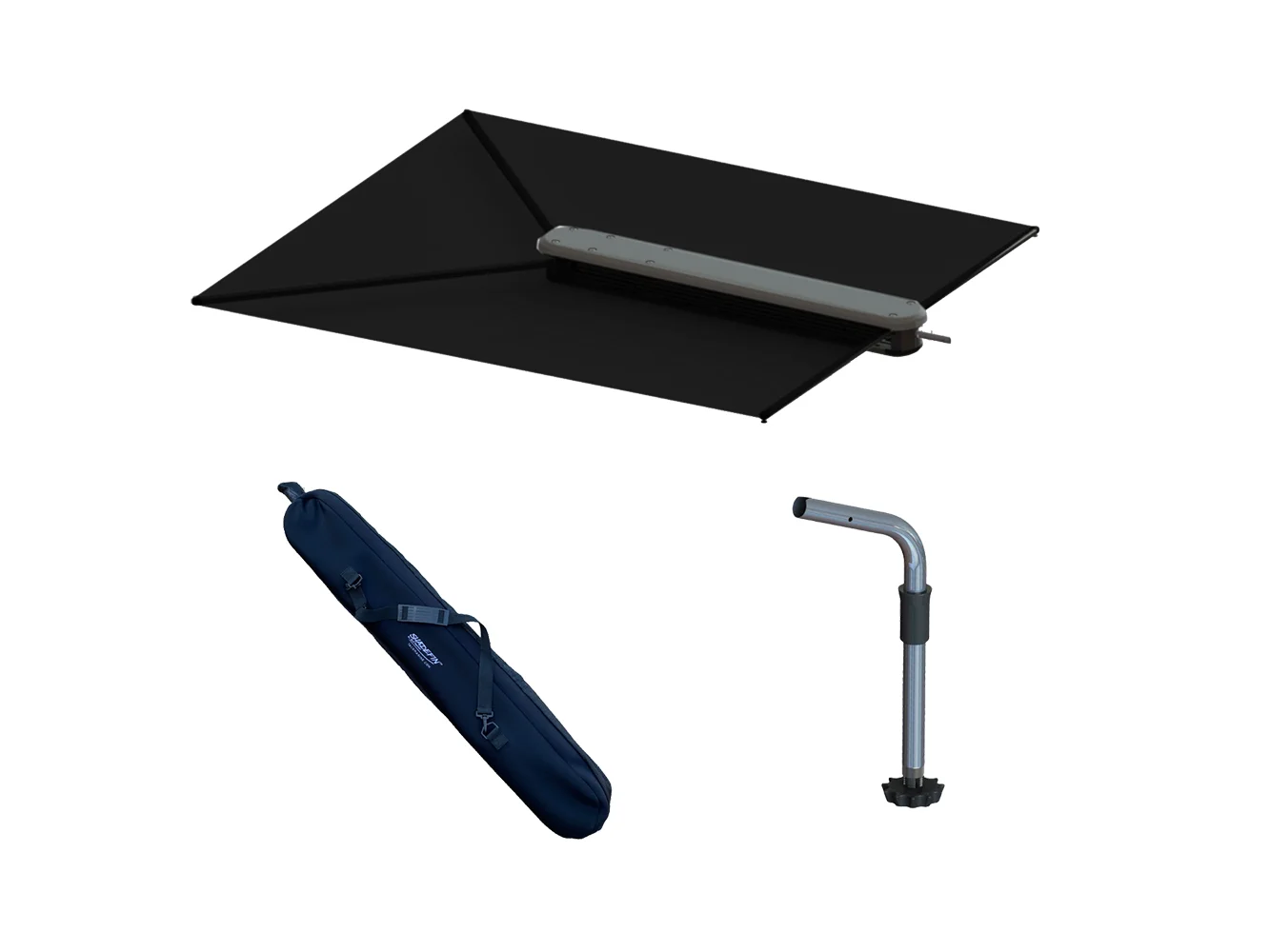 TACO ShadeFin w/Black Fabric, Case & Fixed Rod Holder Mount Kit
